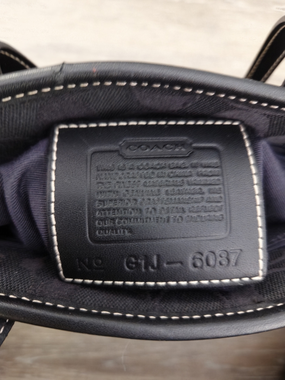 Coach Black Leather Mini Bag with White Stitching